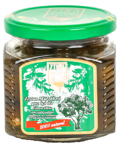 Yaşıl Zeytun mürəbbəsi qoz ilə 390 qr